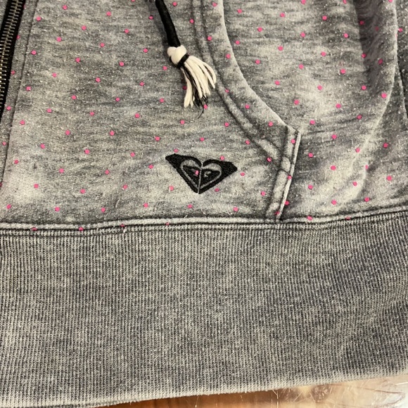 Roxy soft gray hoodie with pink dots medium - Picture 3 of 5